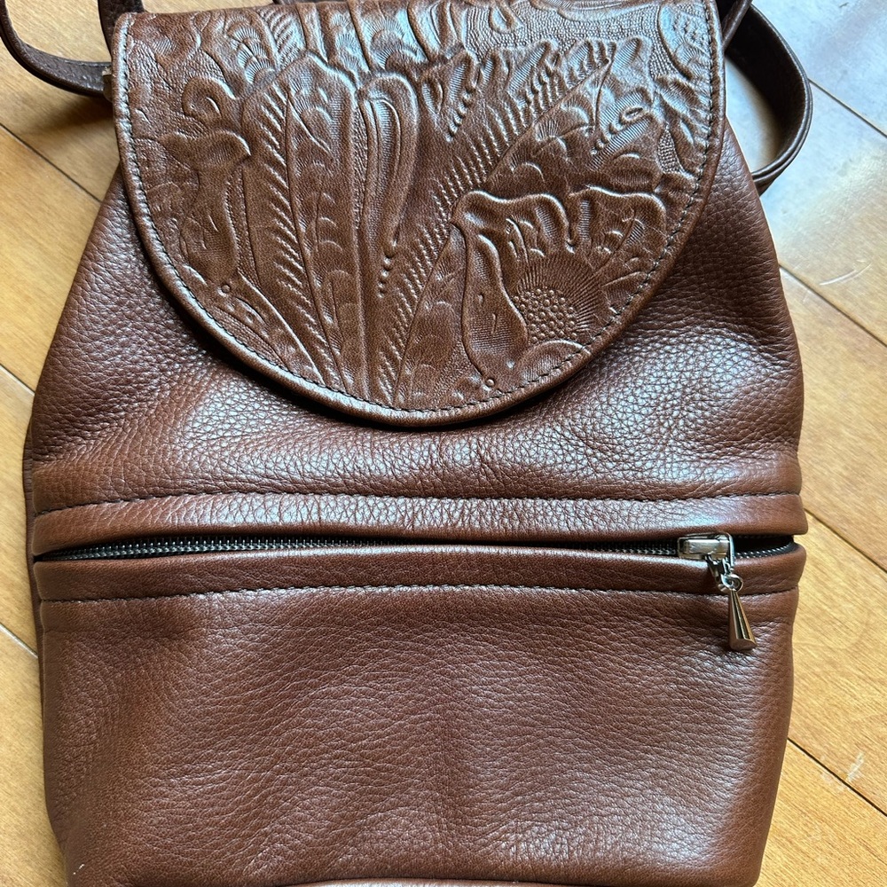 Small artisan backpack - Soft buttery leather in a rich chocolate brown color.